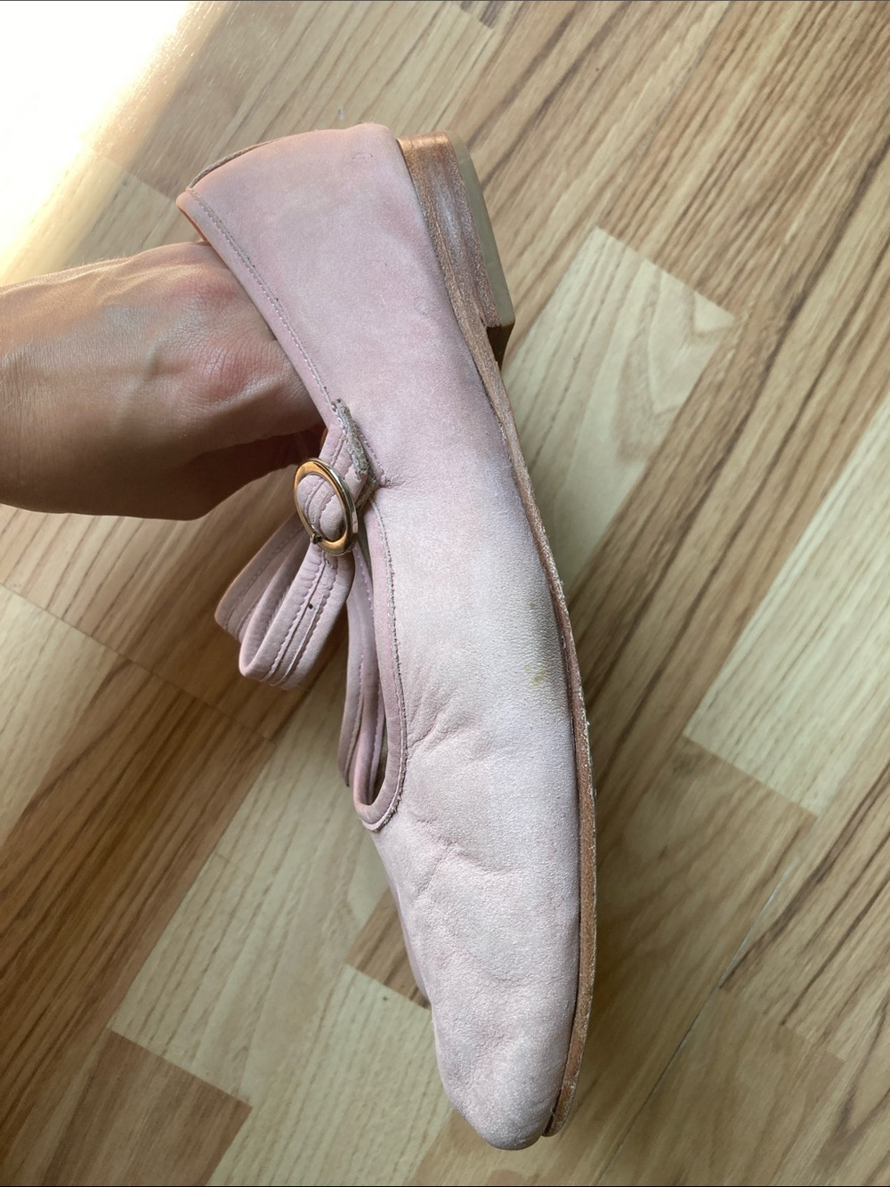 Poppy Barley Blush Modern-Day Mary Jane Suede Flats with Silver Buckle - Picture 7 of 10